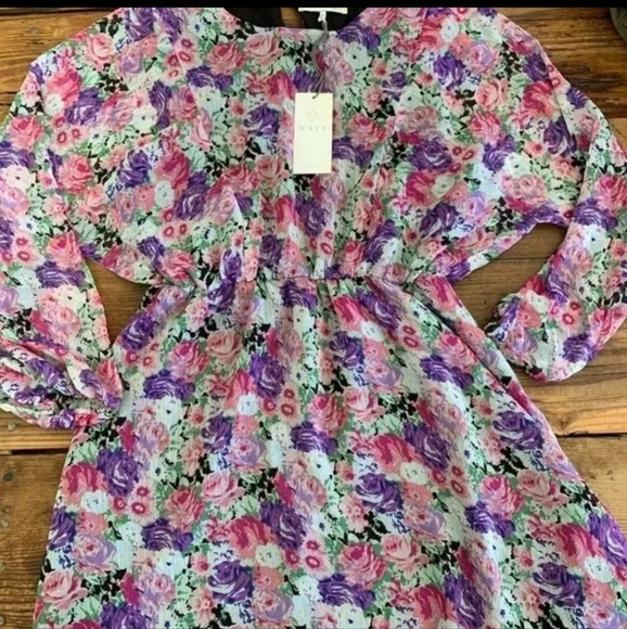 NWT Wayf Floral Dolman Sleeve Elastic Waist Dress Women’s S - Picture 5 of 9